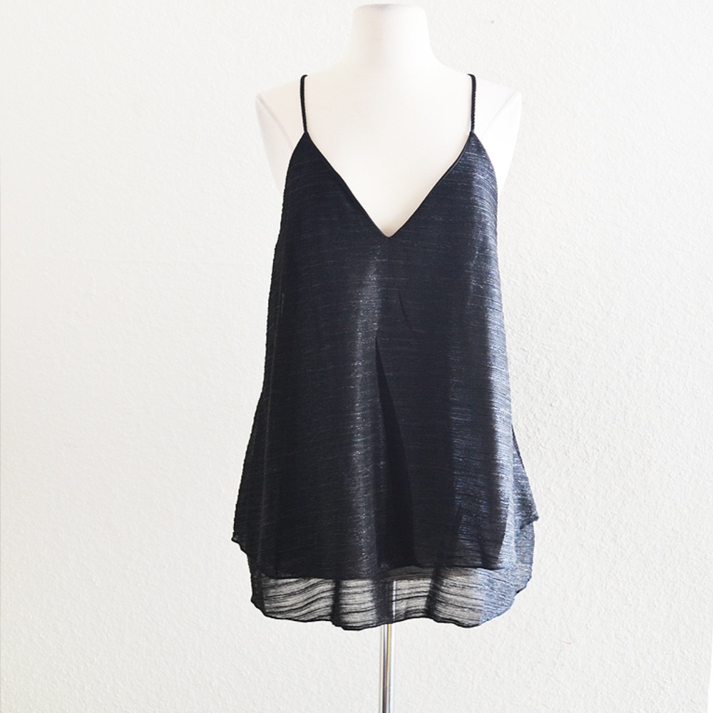 Black Plisse Tank Top Shirt Size XXL